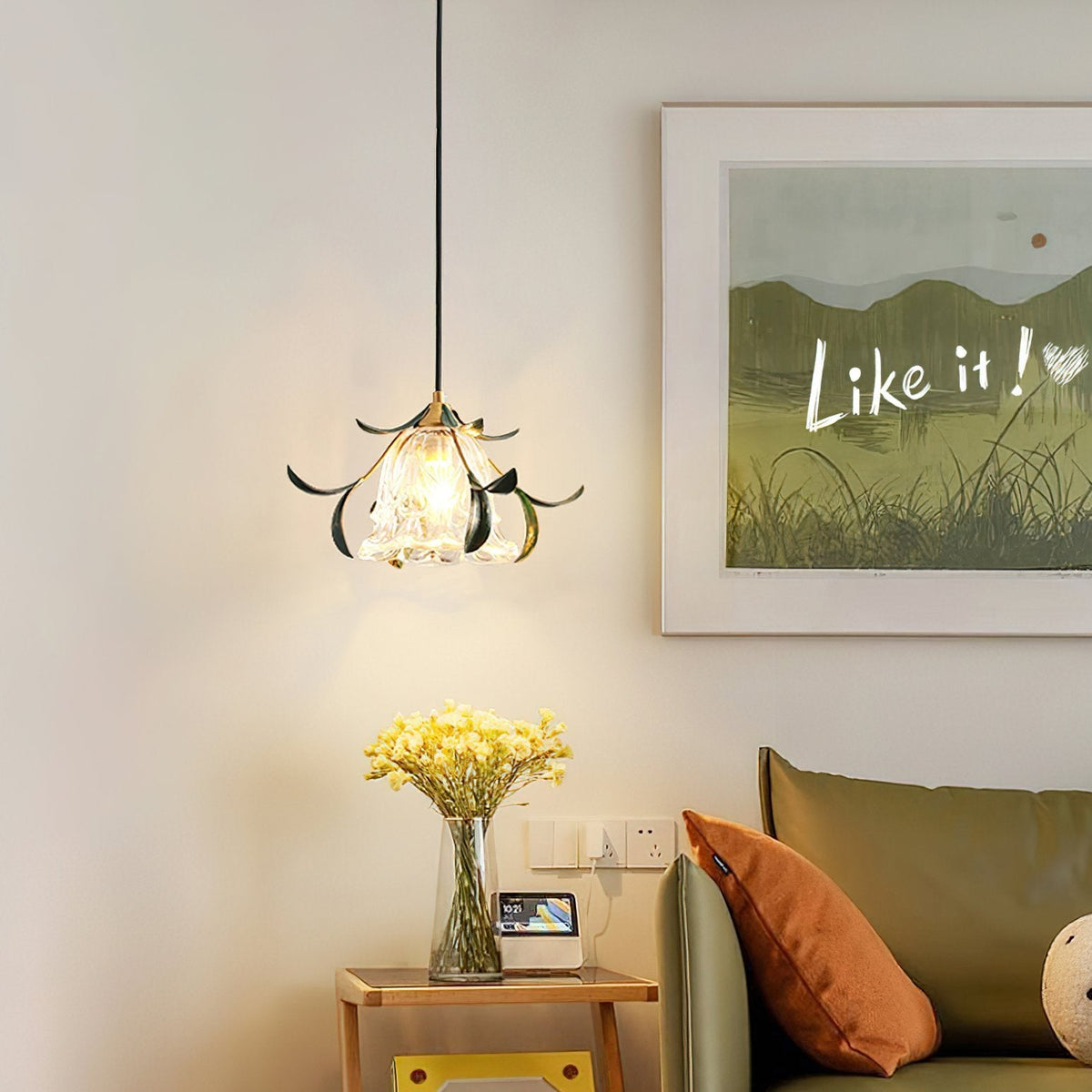Green Leaf Floral Pendant Light
