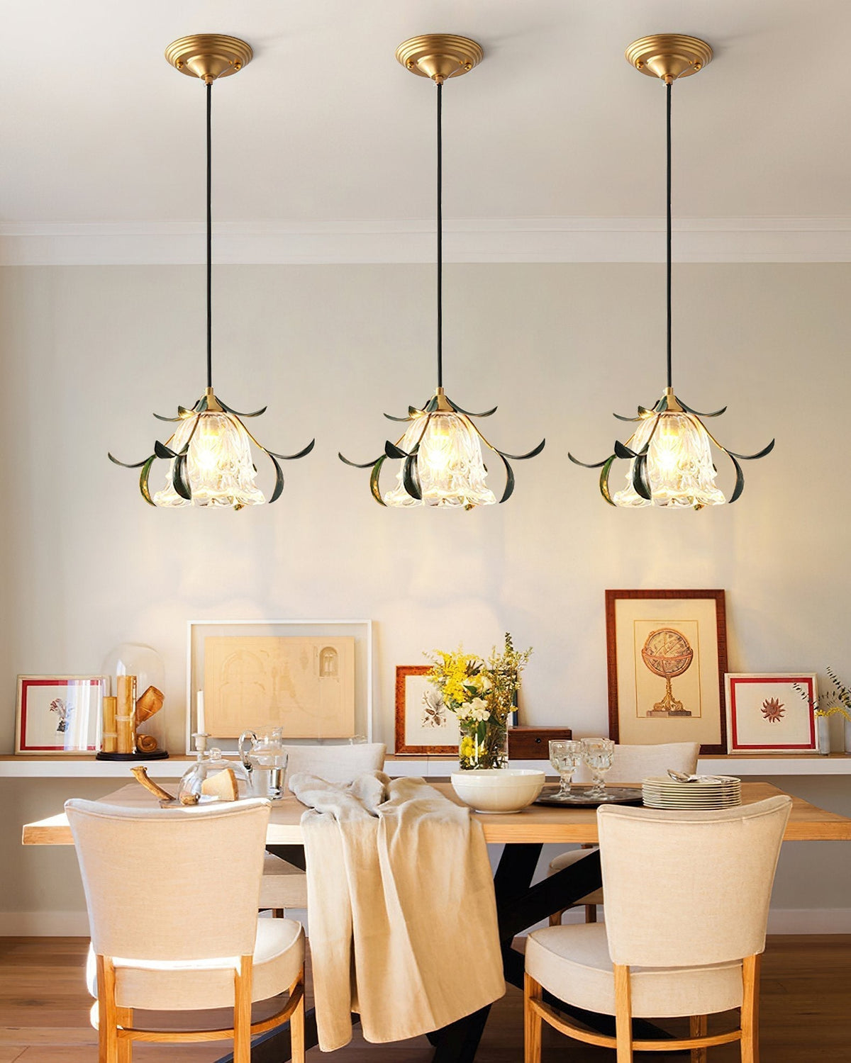 Green Leaf Floral Pendant Light
