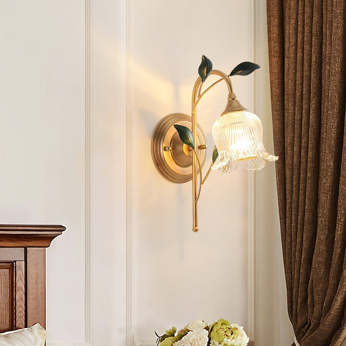 Green Leaf Floral Wall Light