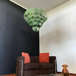 Elegant Green Murano Iridescent Disc Chandelier