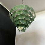 Elegant Green Murano Iridescent Disc Chandelier