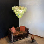 Elegant Green Murano Iridescent Disc Chandelier