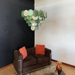 Elegant Green Murano Iridescent Disc Chandelier