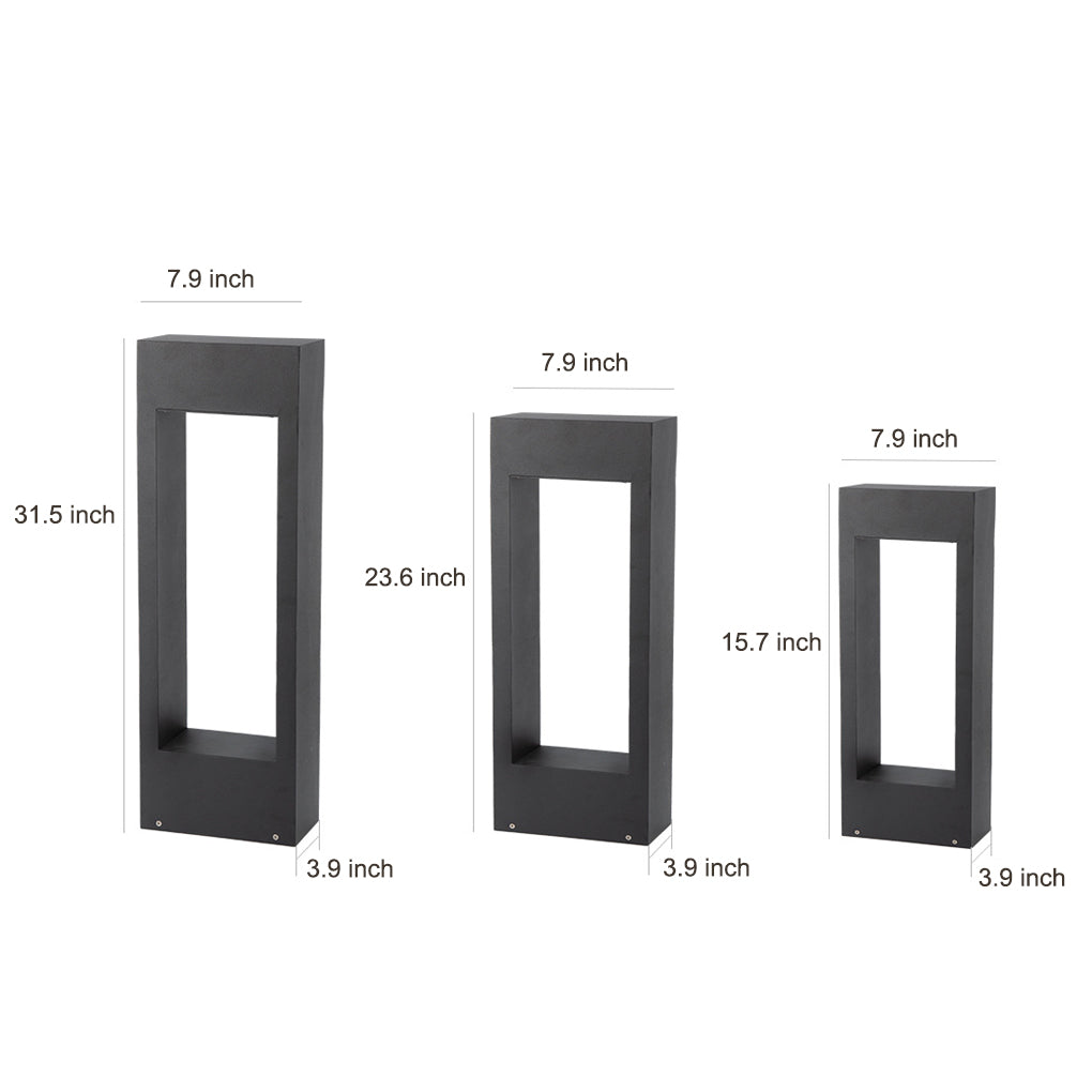 Hollow Square Waterproof Led Black Outdoor Lawn Light