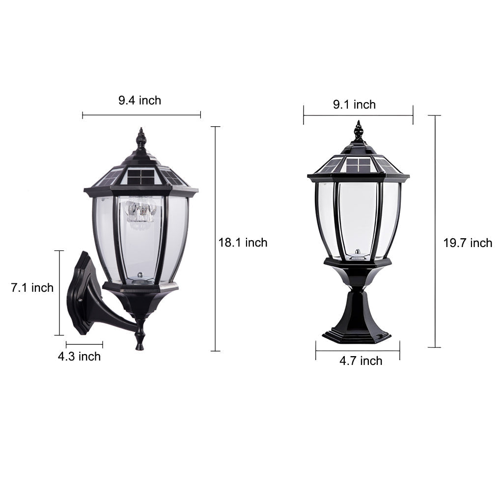 Black Vintage Outdoor Solar Fence Post Lights Li002156