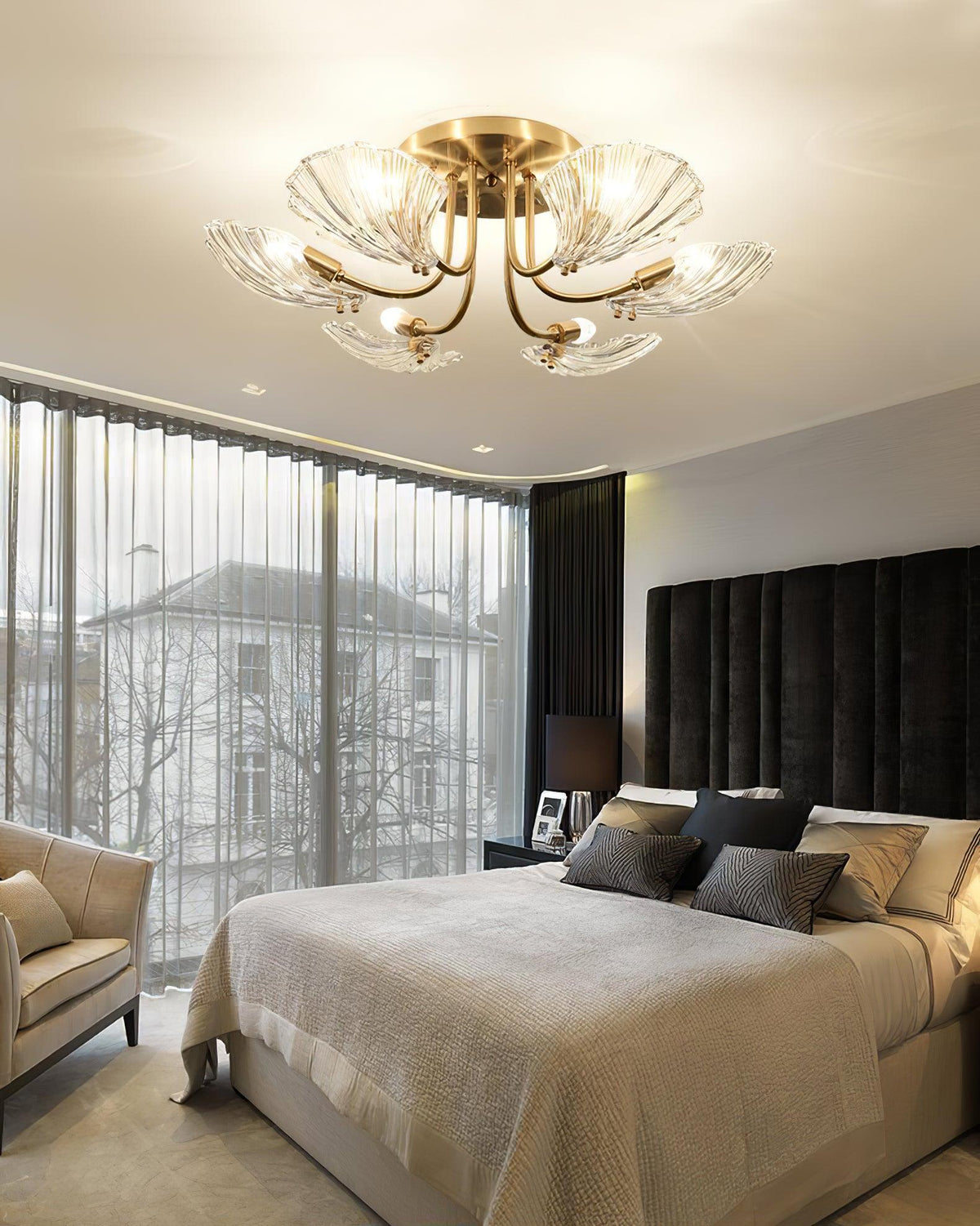 luxury-shell-brass-ceiling-lamp