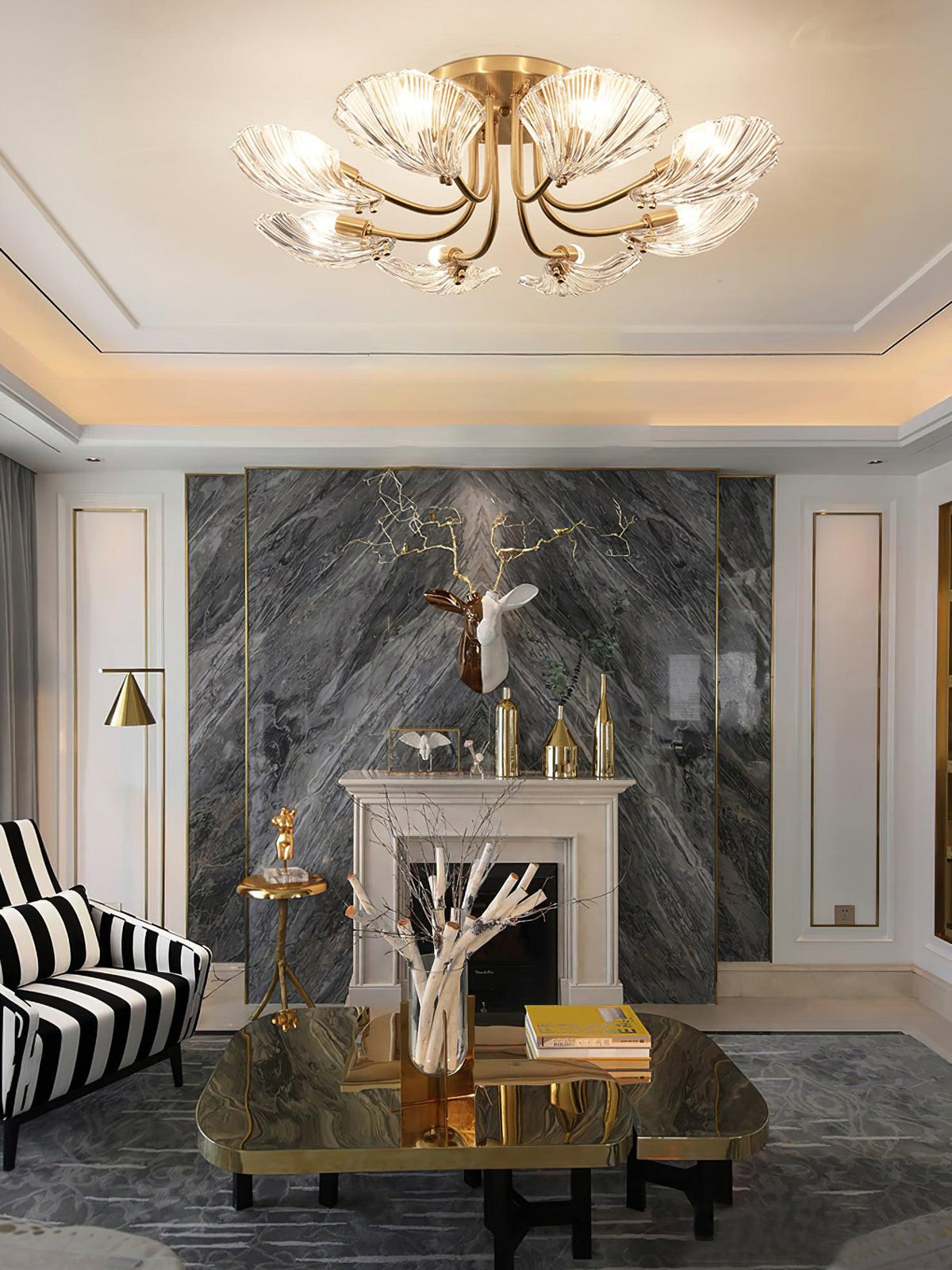 luxury-shell-brass-ceiling-lamp