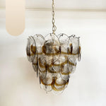 Mazzega Murano Transparent Amber Glasses Chandelier