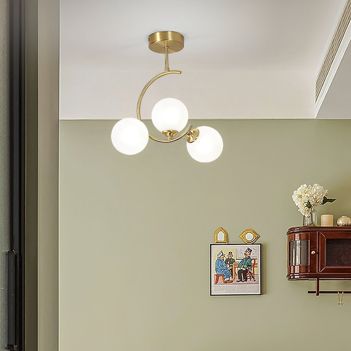 Meniscus Glass Ball Ceiling Lamp