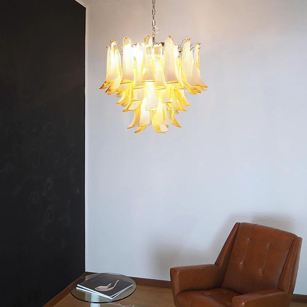 Vintage Caramels Glass Murano Petals Chandelier