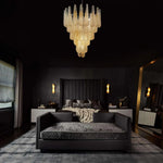 Vintage Amber Murano Glass Petals Drop Chandelier
