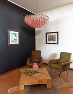 Murano Faceted Pink Glass Chandelier