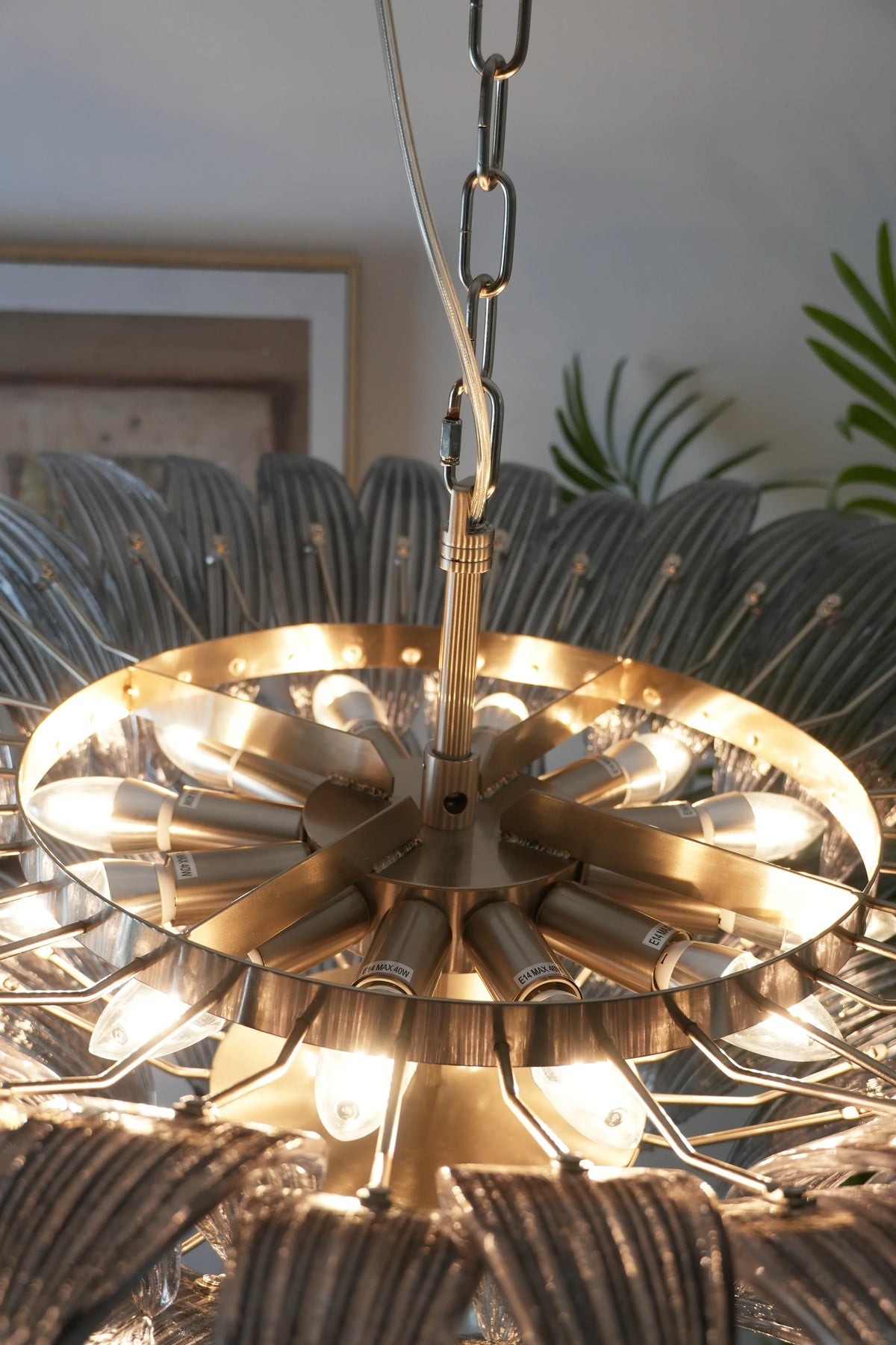 Murano Palmette Smoked Chandelier