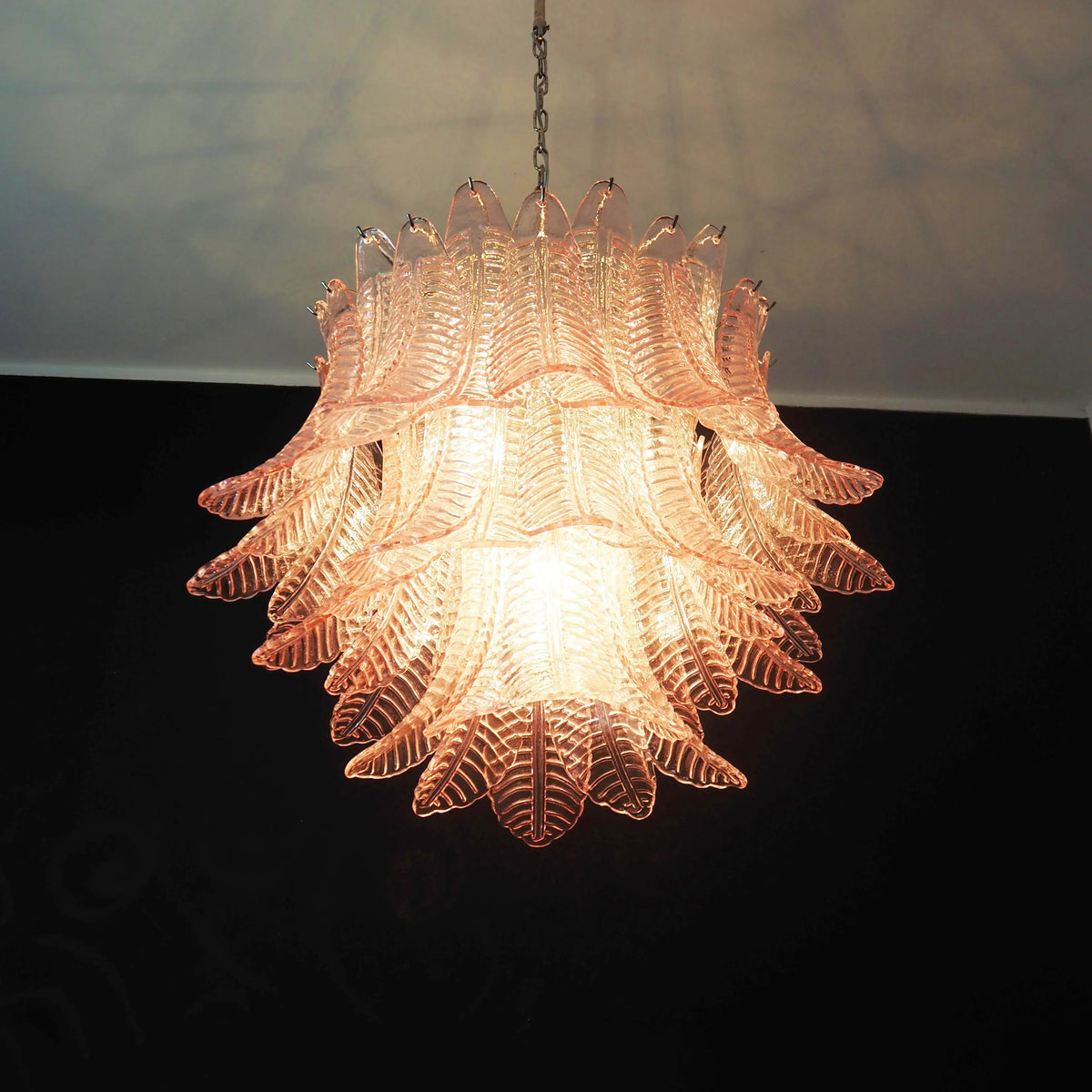 Murano Pink Ferns Glass Chandelier