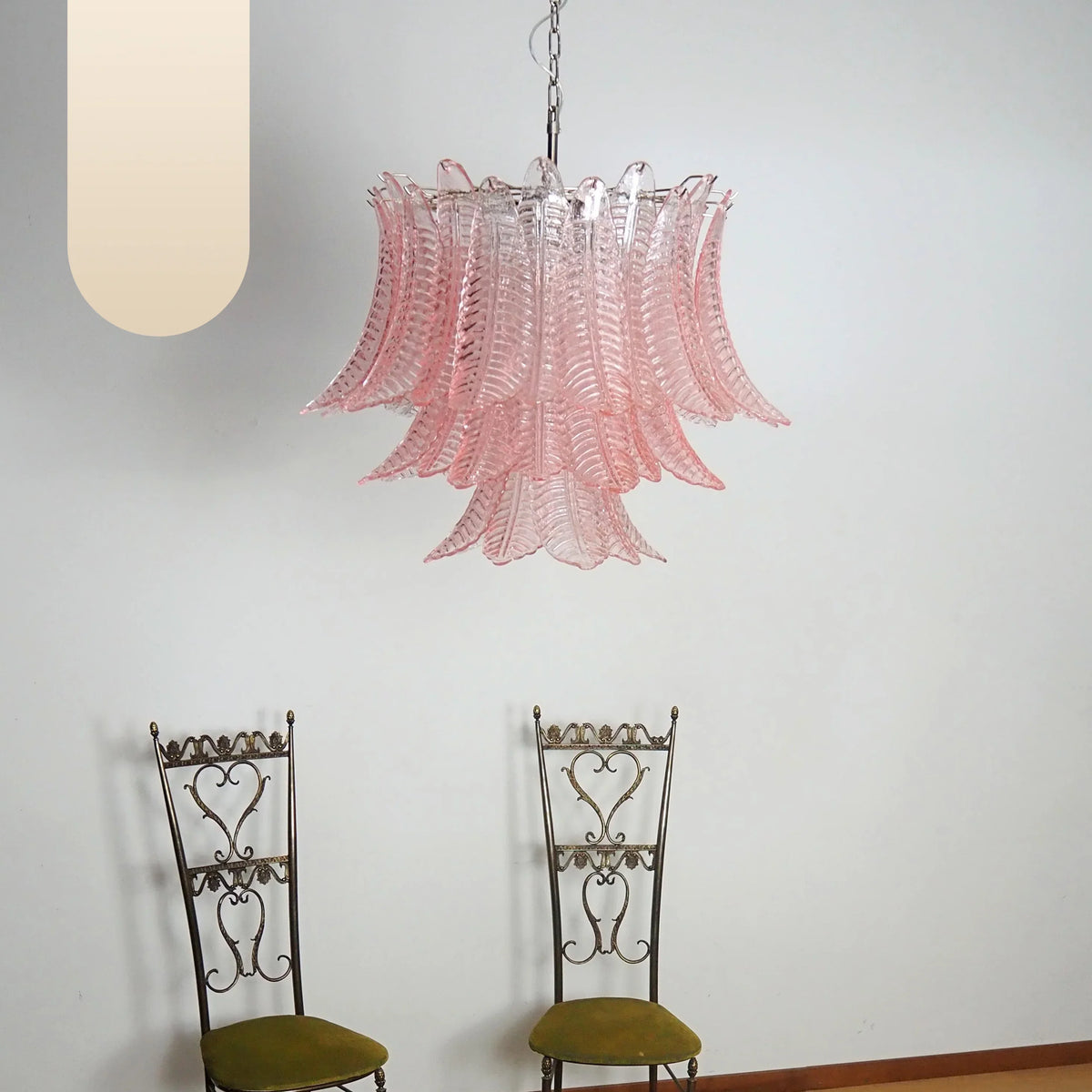 Murano Pink Ferns Glass Chandelier