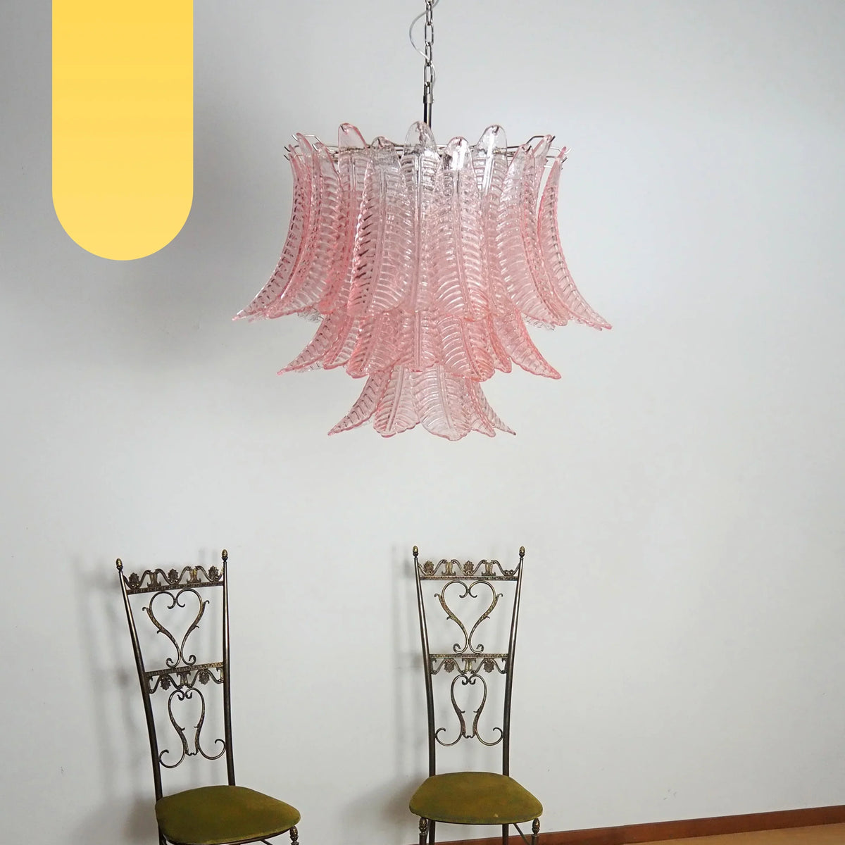 Murano Pink Ferns Glass Chandelier