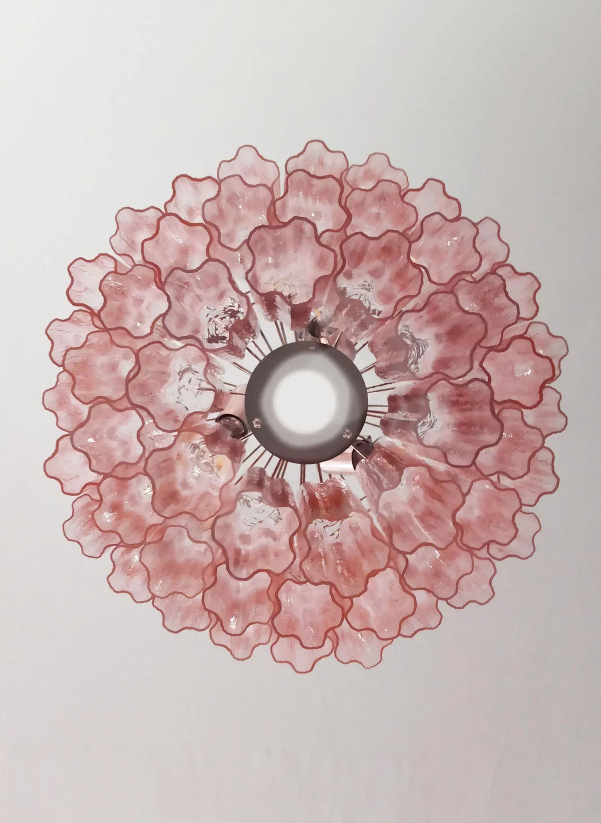 Murano Pink Glass Tube Chandelier