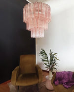 Murano Pink Glass Tube Chandelier