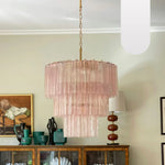Murano Pink Glass Tube Chandelier
