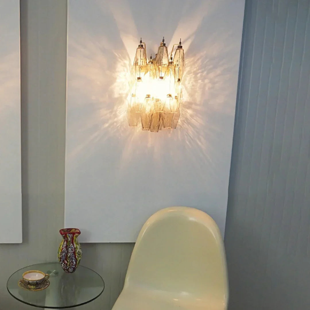 Murano Poliedri Smoked Glass Wall Sconces