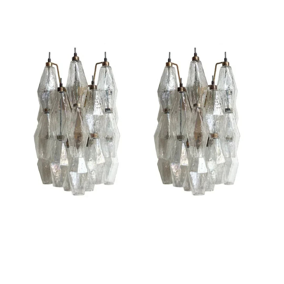 Murano Poliedri Transparent Glass Wall Sconces
