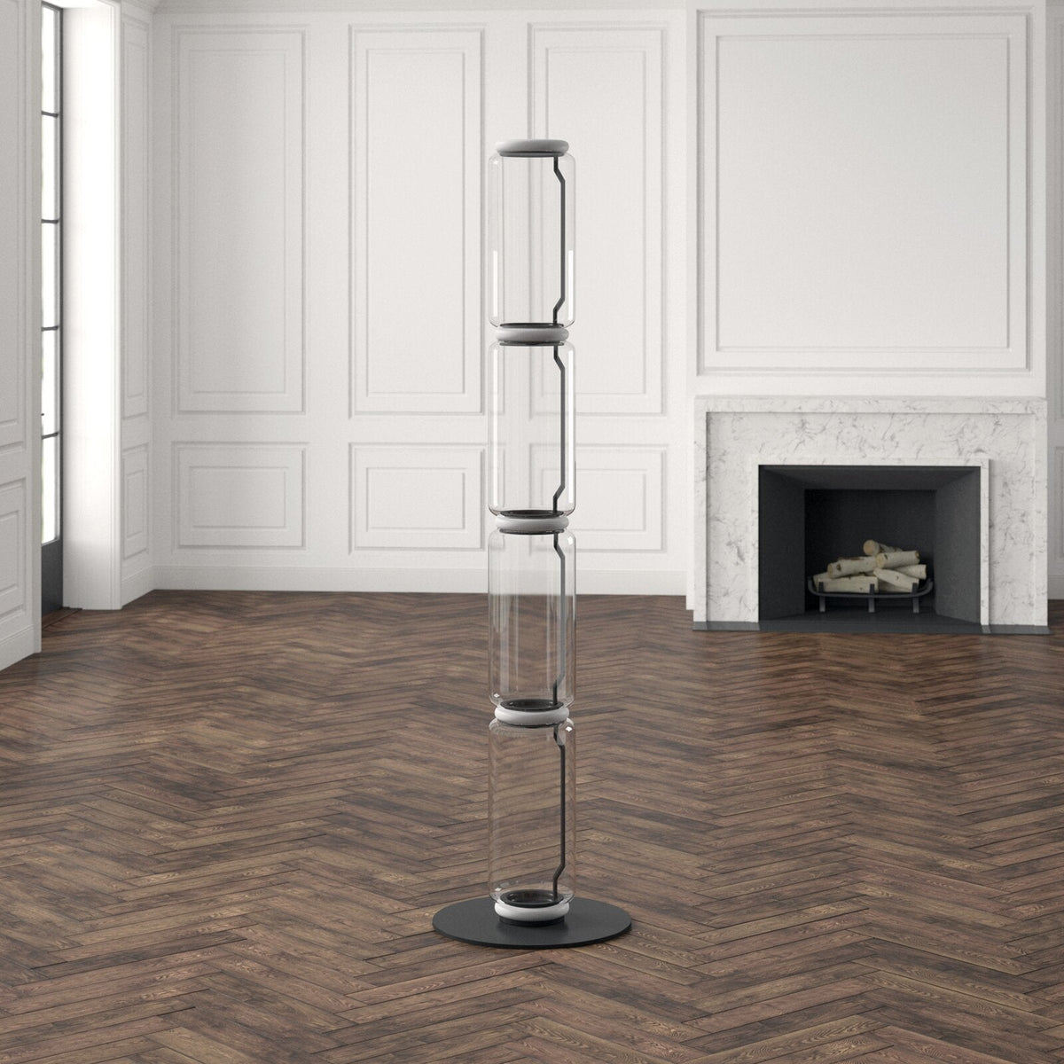 Bamboo Glass Floor Lamp