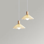 Nordic Minimalist Pleated Wood Pendant Light