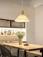 Nordic Minimalist Pleated Wood Pendant Light