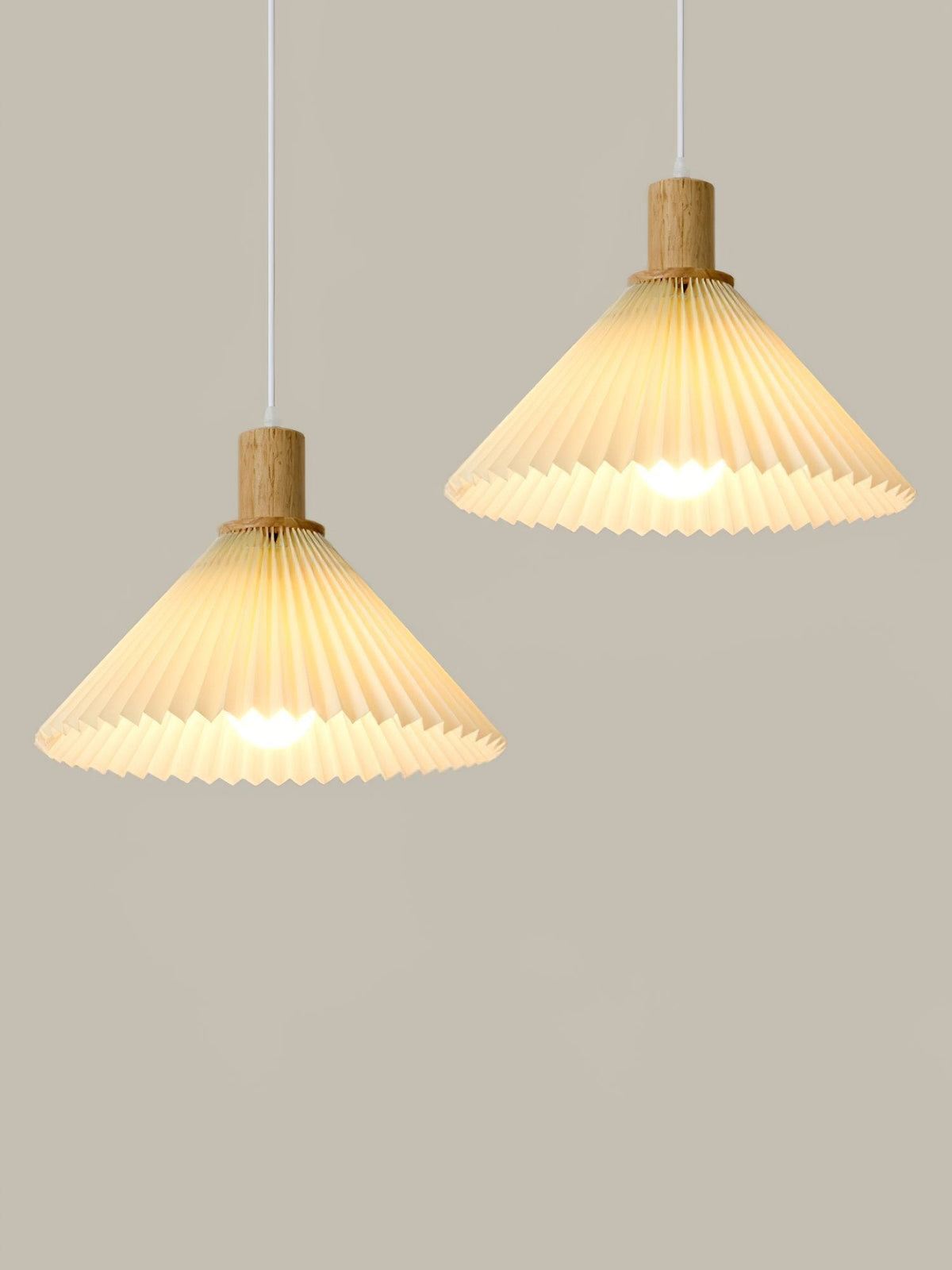 Nordic Minimalist Pleated Wood Pendant Light