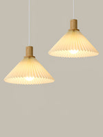 Nordic Minimalist Pleated Wood Pendant Light