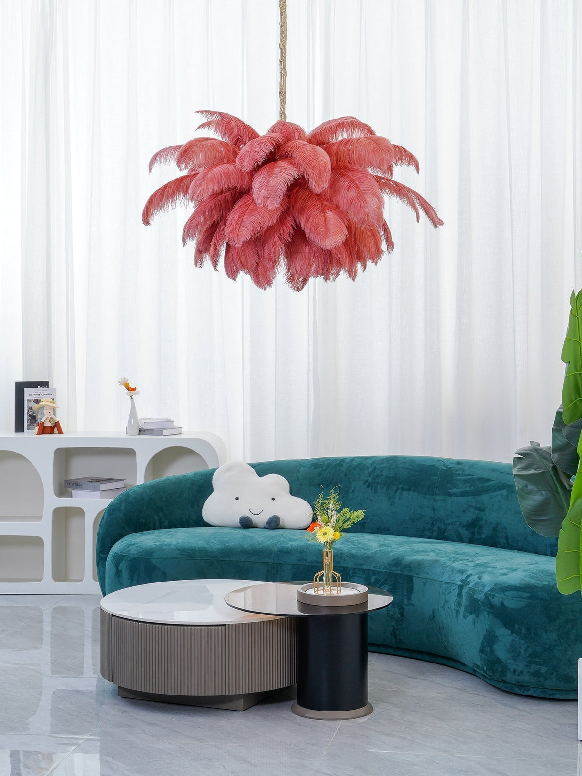 Ostrich Feather Pendant Lamp