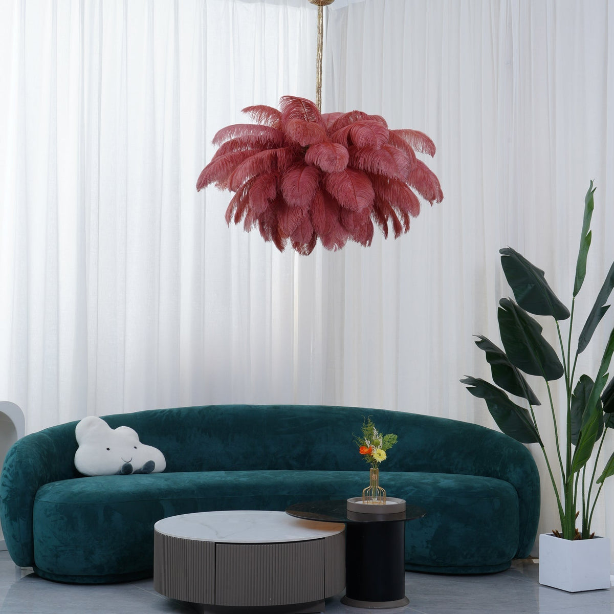 Ostrich Feather Pendant Lamp