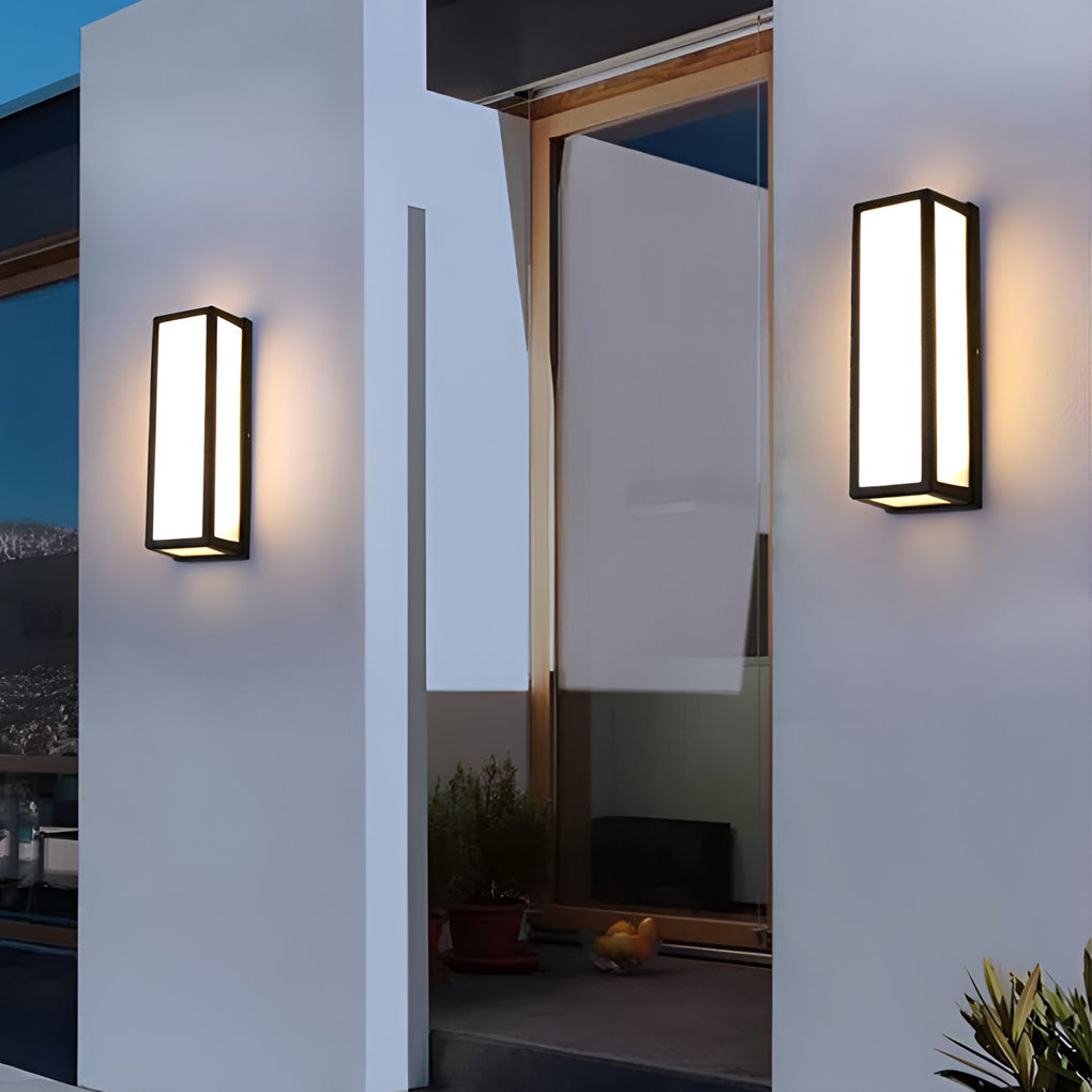 Rectangle Led Waterproof Motion Sensor Black Modern Wall Sconce