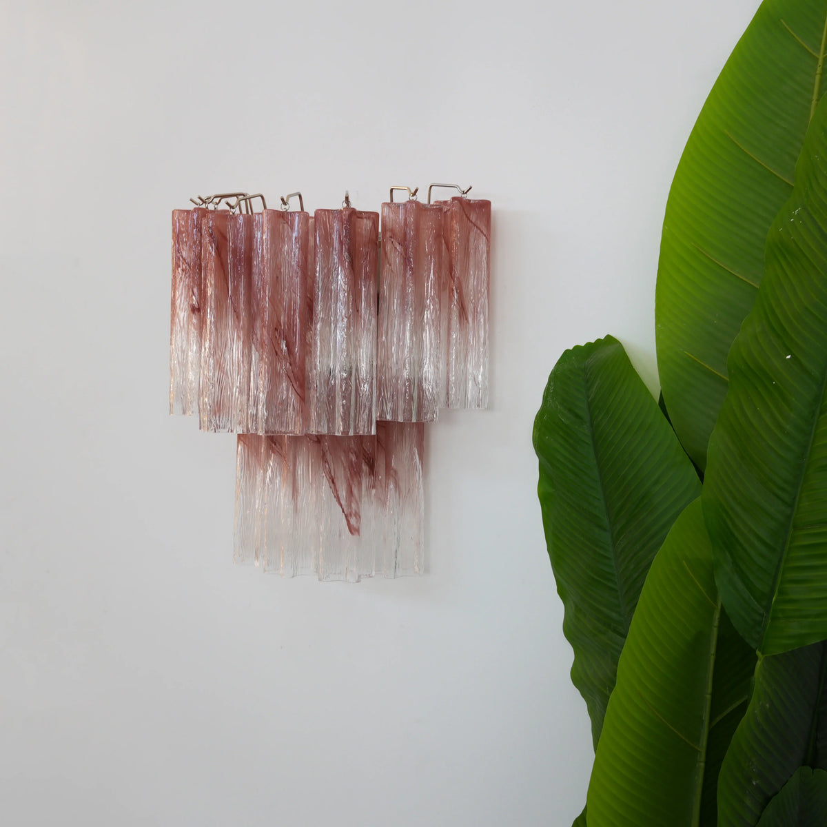 Pink Murano Glass Tube Wall Sconces