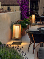 Plastic Rattaplastic Rattan Outdoor Post Light With Solar Panel