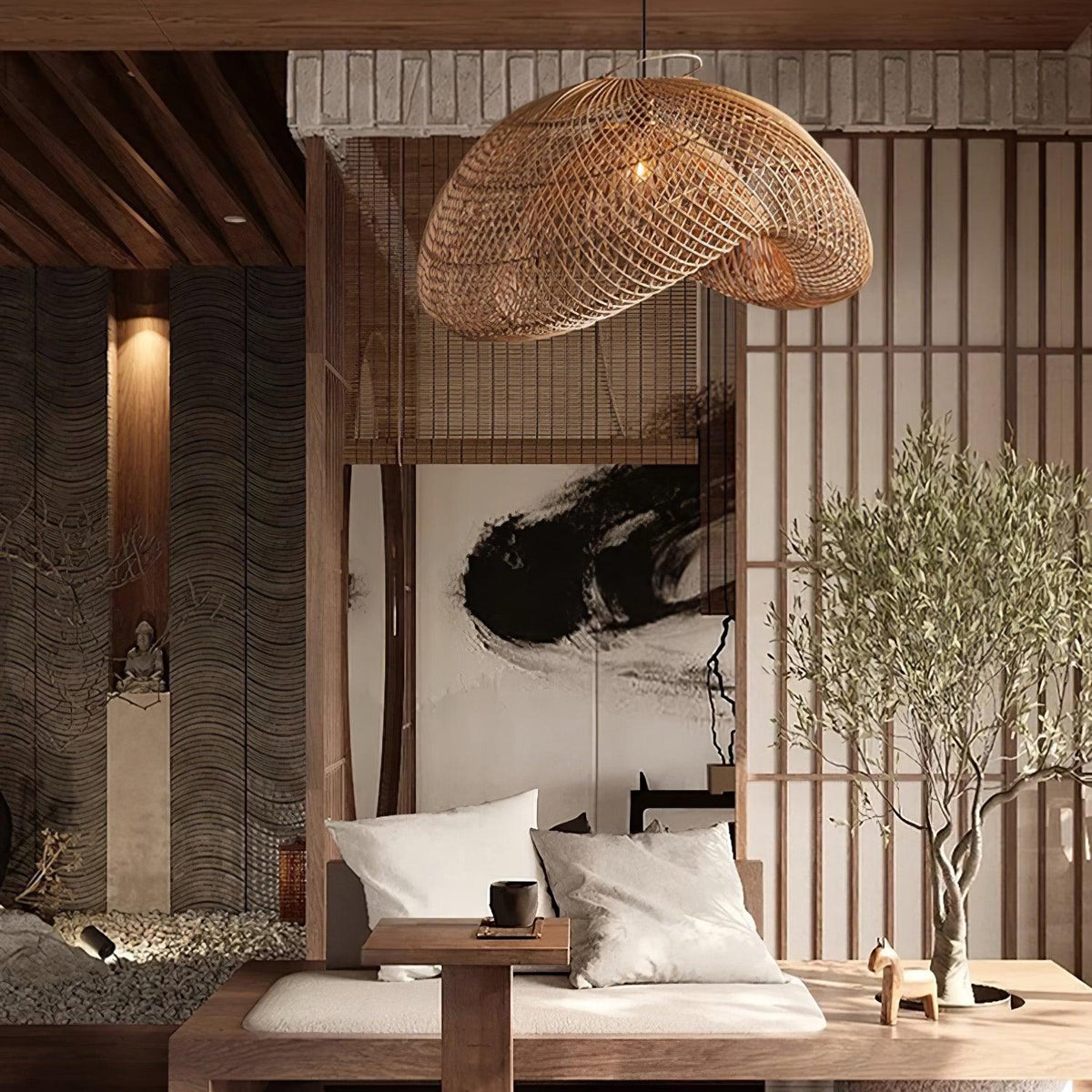 Rattan Wave Pendant Light