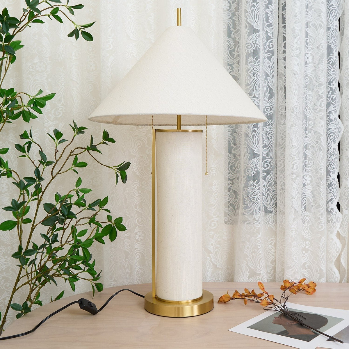 Remi Natural Linen Table Lamp