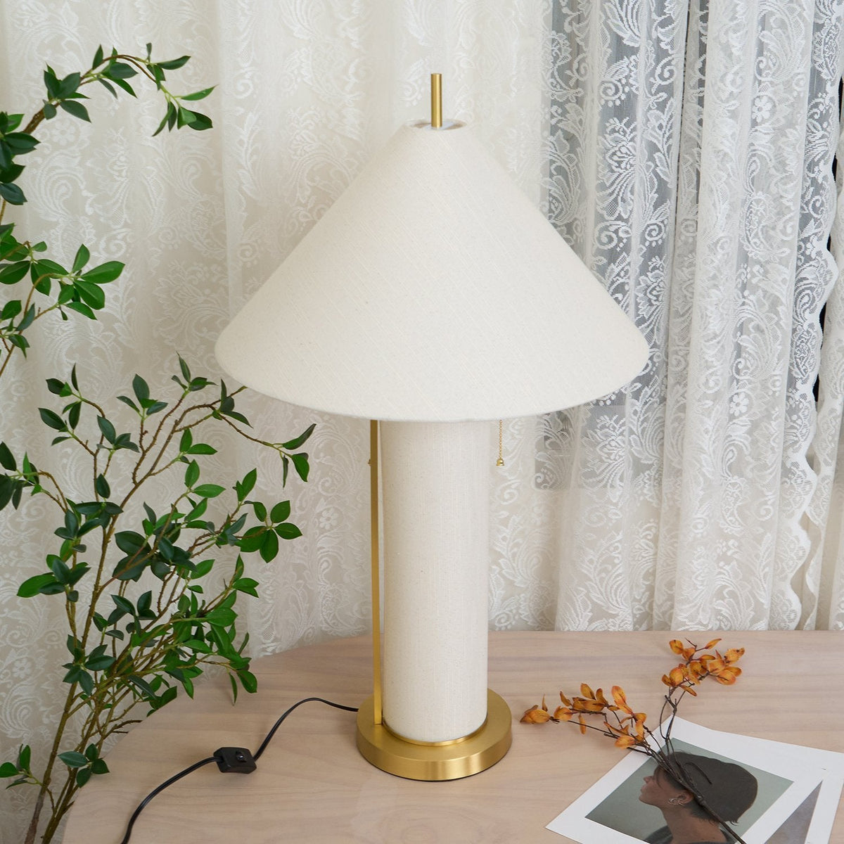 Remi Natural Linen Table Lamp