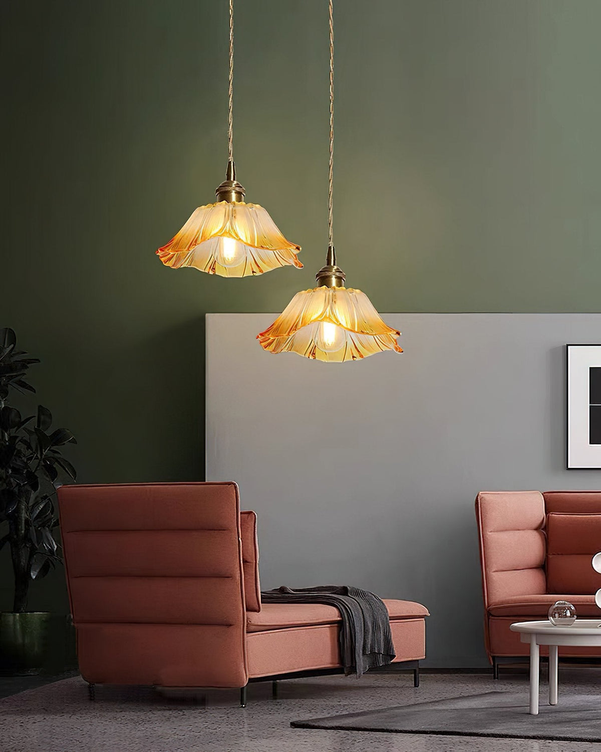 Retro Lotus Creative Glass Pendant Lamp