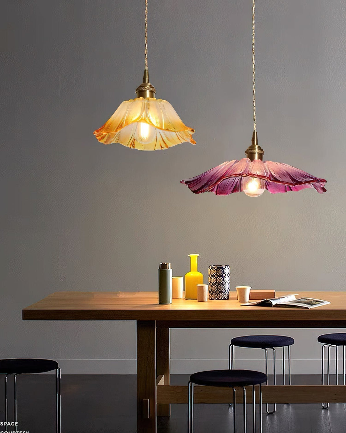 Retro Lotus Creative Glass Pendant Lamp