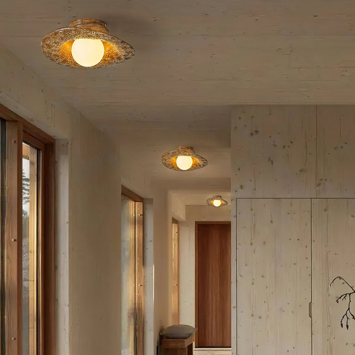 Retro Straw Hat Ceiling Lamp