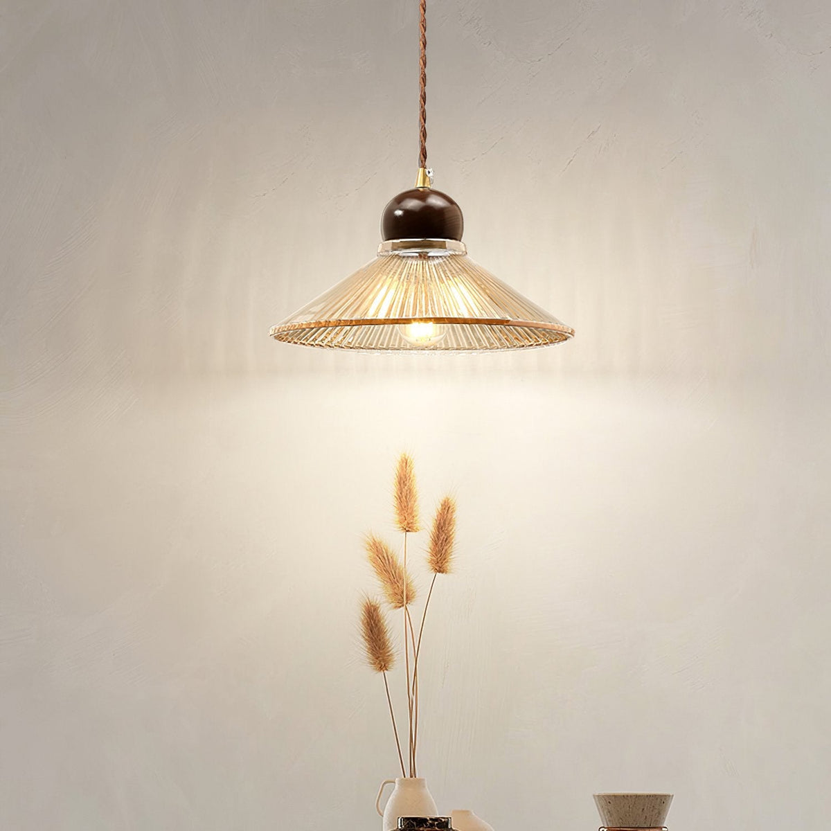 Ribbed Floral Pendant Light