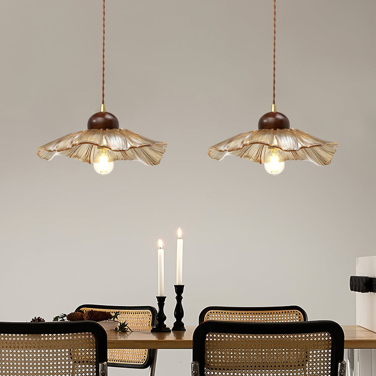 Ribbed Floral Pendant Light