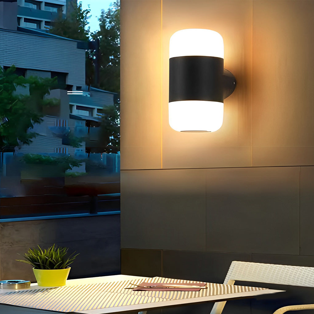 Round Up And Down Led Black Outdoor Wall Lamp Li002182