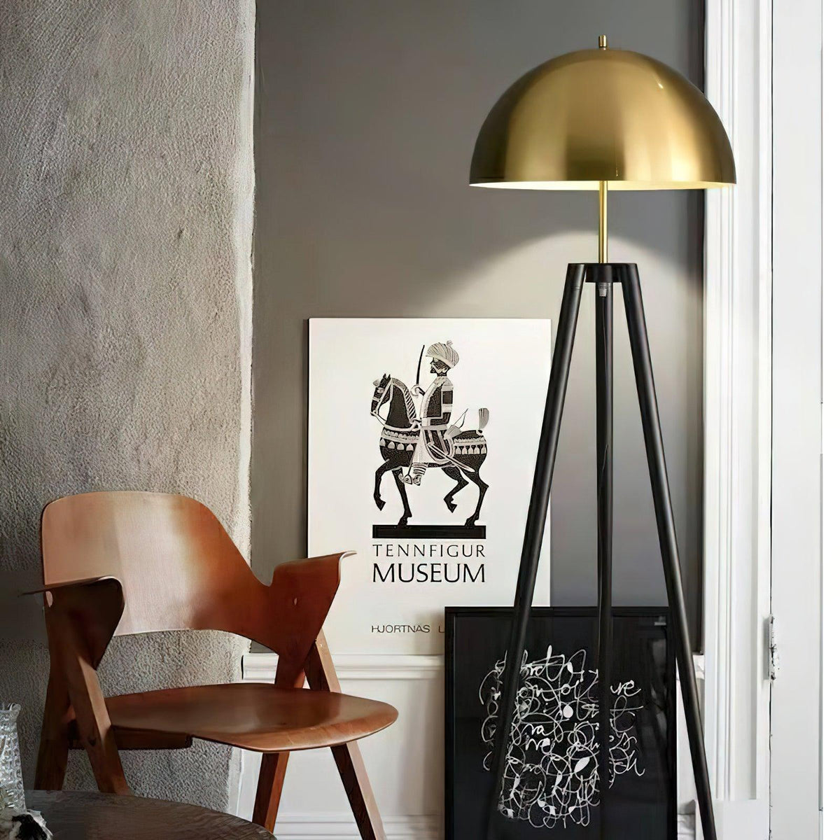 three-legged-gold-gong-floor-lamp