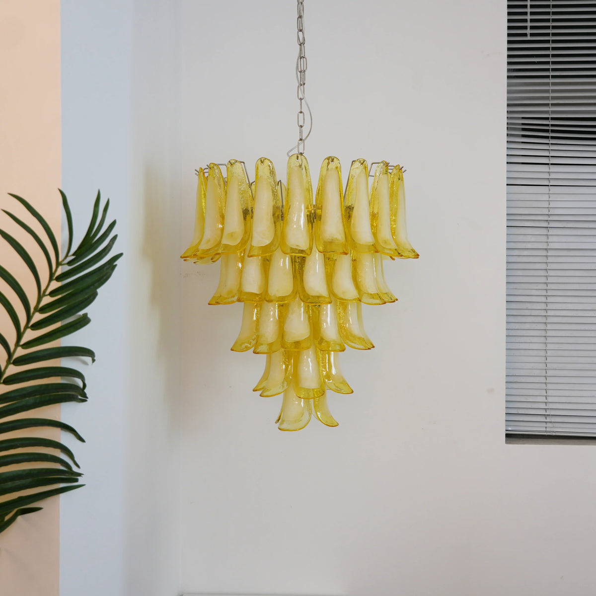 Vintage Caramel Murano Glass Petals Chandelier