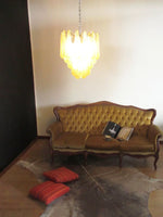 Vintage Murano Amber Glass Petals Chandelier