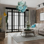 Vintage Murano Blue Glass Disks Chandelier