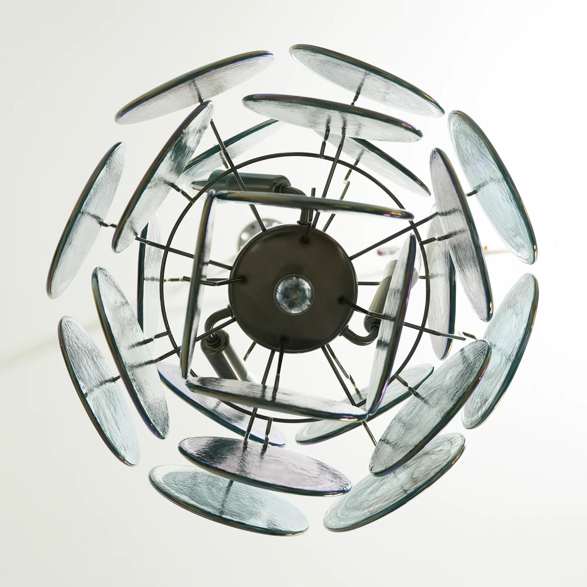 Vintage Murano Blue Glass Disks Chandelier