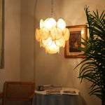 Vintage Murano Gold Glass Disks Chandelier